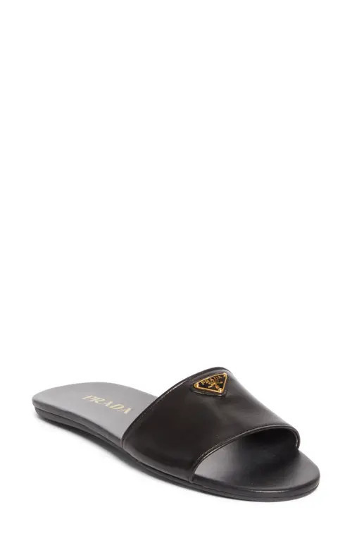 Prada Logo Slide Sandal in Black at Nordstrom, Size 7.5Us | Nordstrom