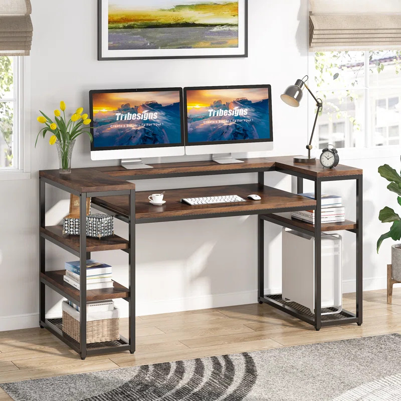Computer Desk with Storage Shelves | Wayfair North America