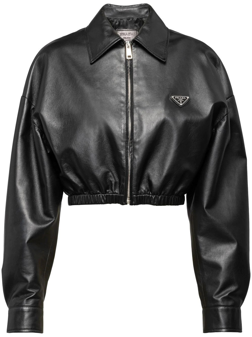 Prada cropped leather jacket - Black | Farfetch Global
