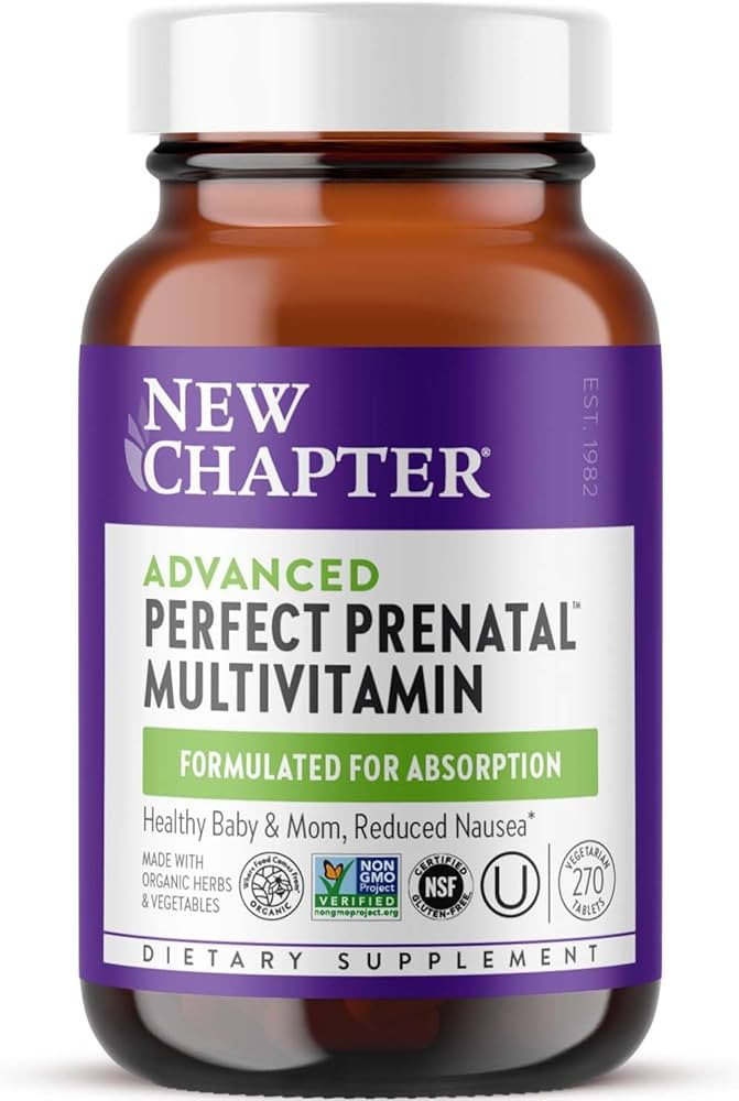 New Chapter Advanced Perfect Prenatal Vitamins, 270ct, Made with Organic, Non-GMO Ingredients for... | Amazon (US)