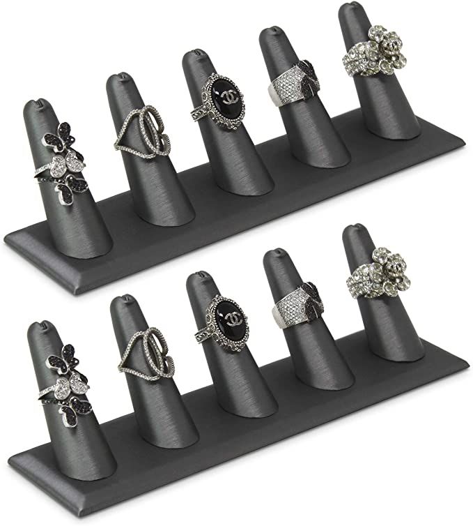MOOCA 2 Pcs Set Ring Organizer for Showcase Display Drawer 5 Long Ring Storage Holder Jewelry Dis... | Amazon (US)