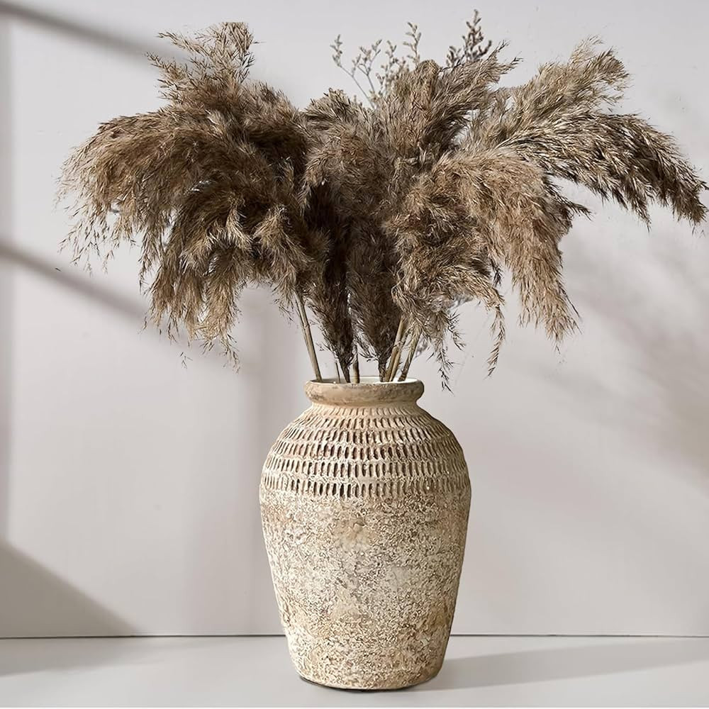 Rustic Ceramic Farmhouse Decor Large Vase - 8.85" Hydroponic Vase White Farmhouse Vases Boho Vase... | Amazon (US)