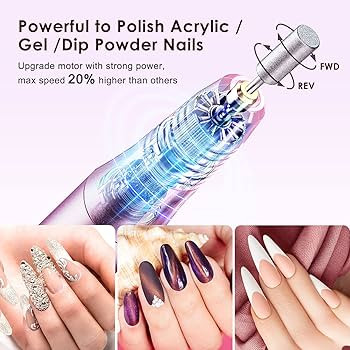 COSLUS Cordless Nail Drill Electric File: Professional for Acrylic Gel Dip Powder Nails Portable ... | Amazon (US)