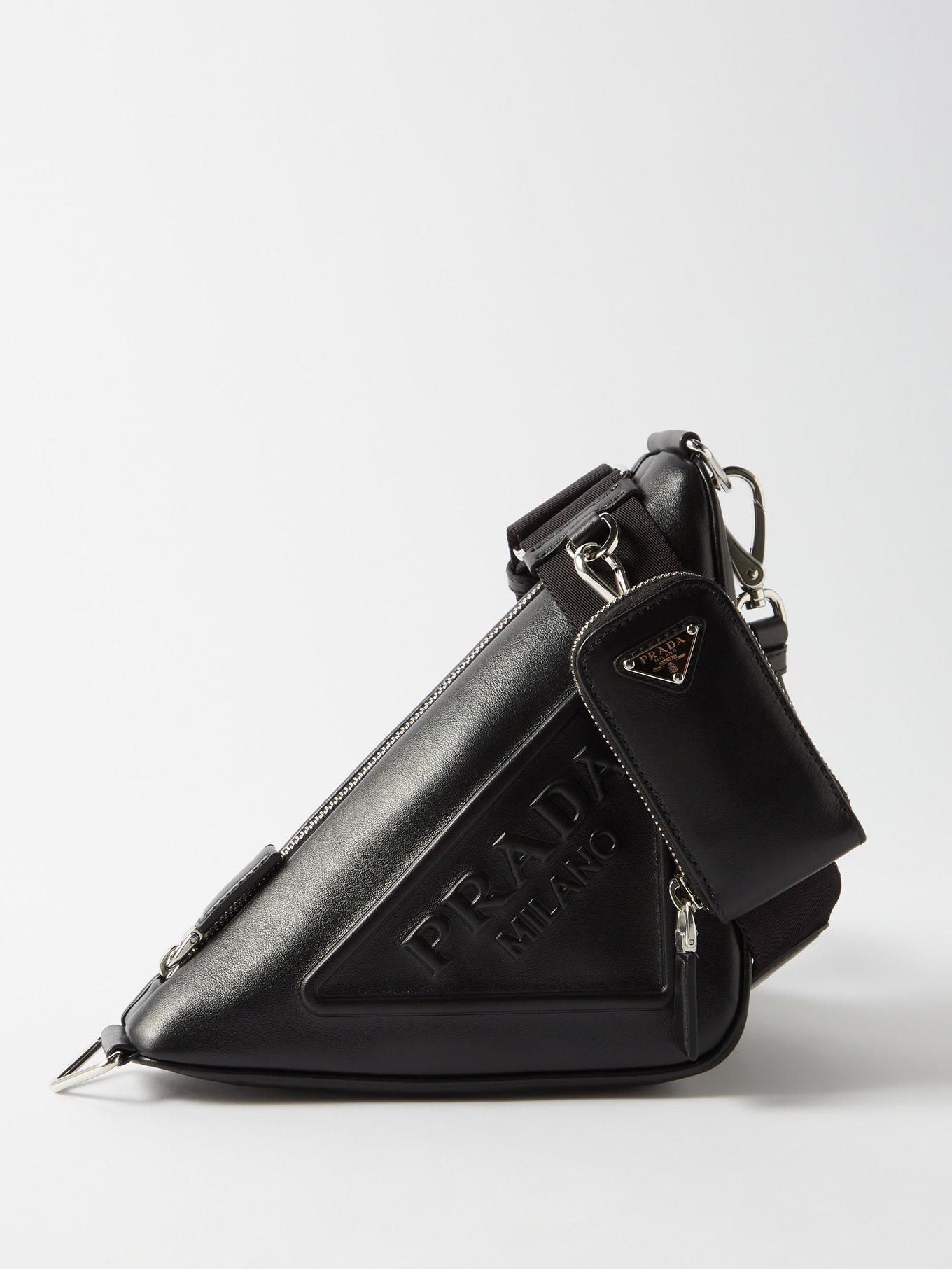 Triangle logo-plaque leather cross-body bag | Prada | Matches (US)