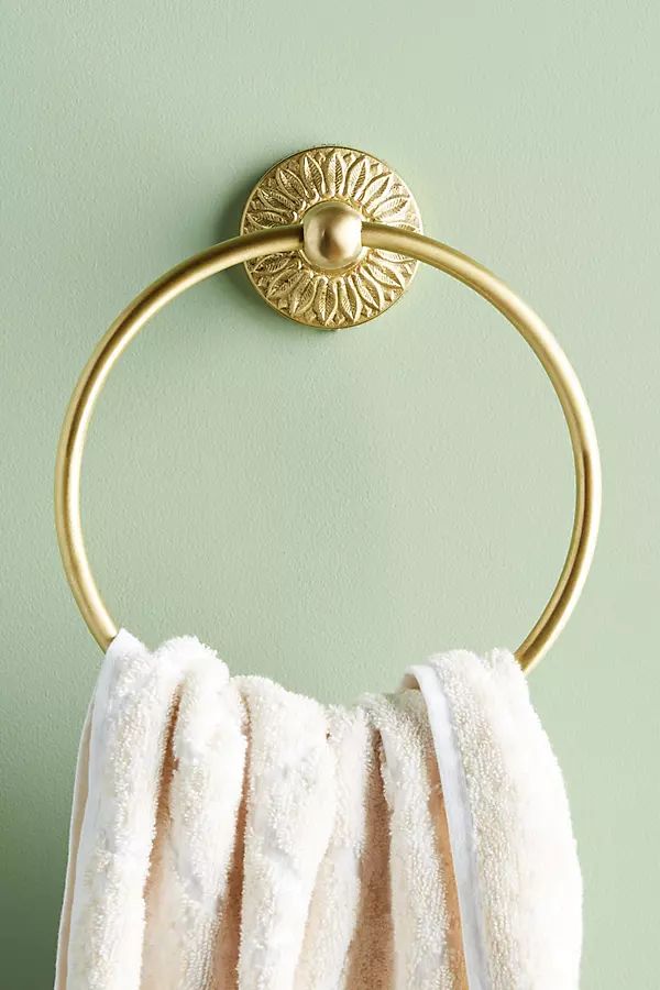 Floral Imprint Towel Ring By Anthropologie in Yellow Size M | Anthropologie (US)