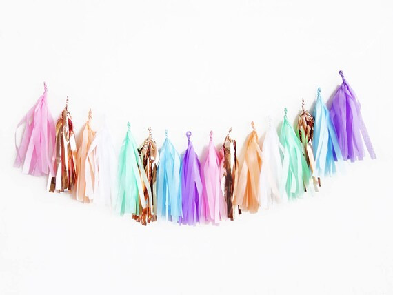 Rose Gold Rainbow Tassel Garland  | Pastel Unicorn | Etsy (US)