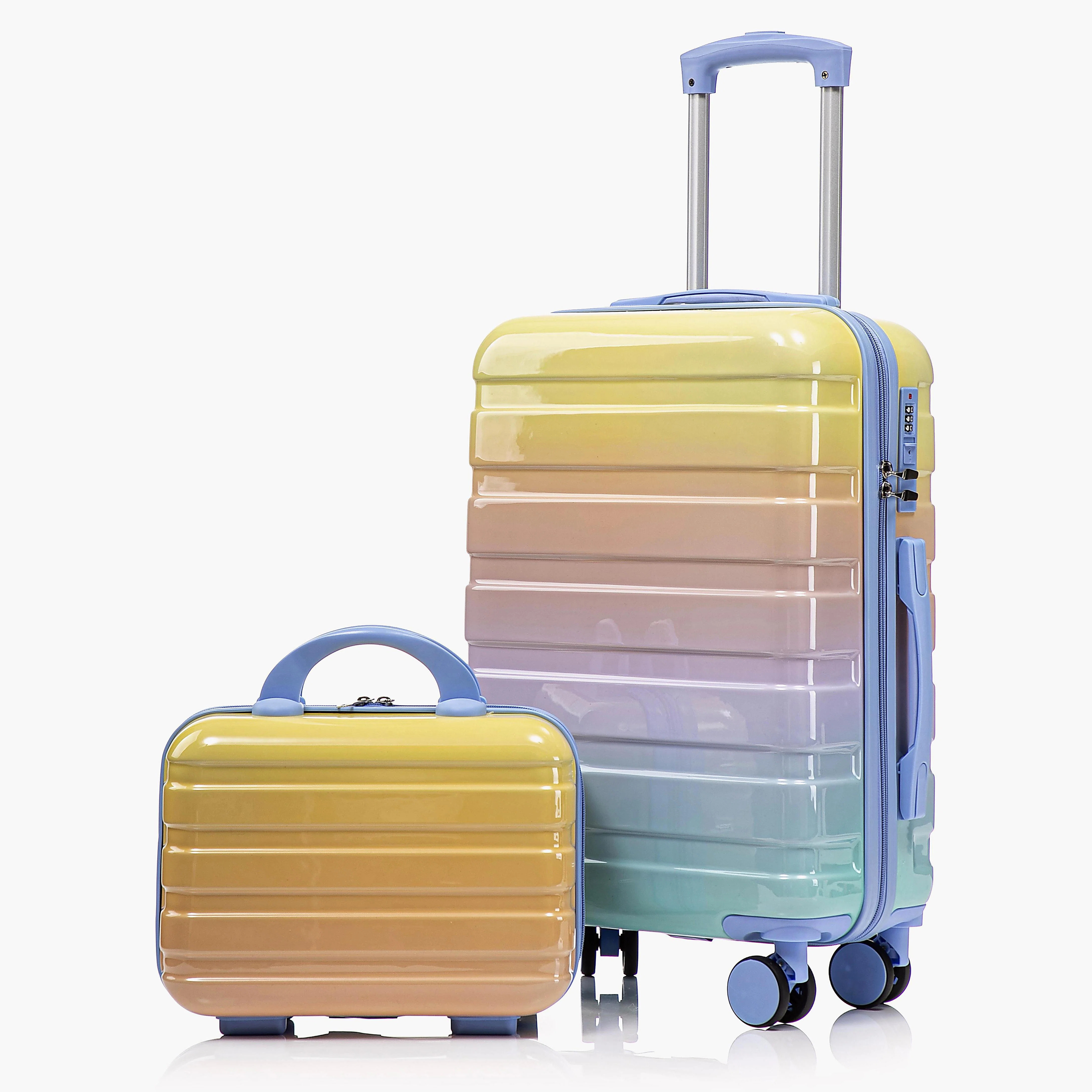 14"/20" 2 pcs/set in PC Spinner Wheel Luggage, Carry on Suitcase, With Gradient Color and Combina... | Wayfair North America