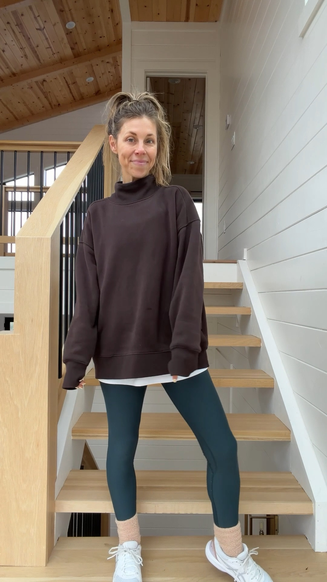 Love this oversized mock neck sweatshirt!!! Size medium. Fleece lined leggings are my fave! 

#LTKSeasonal #LTKdayinmylife #LTKootd