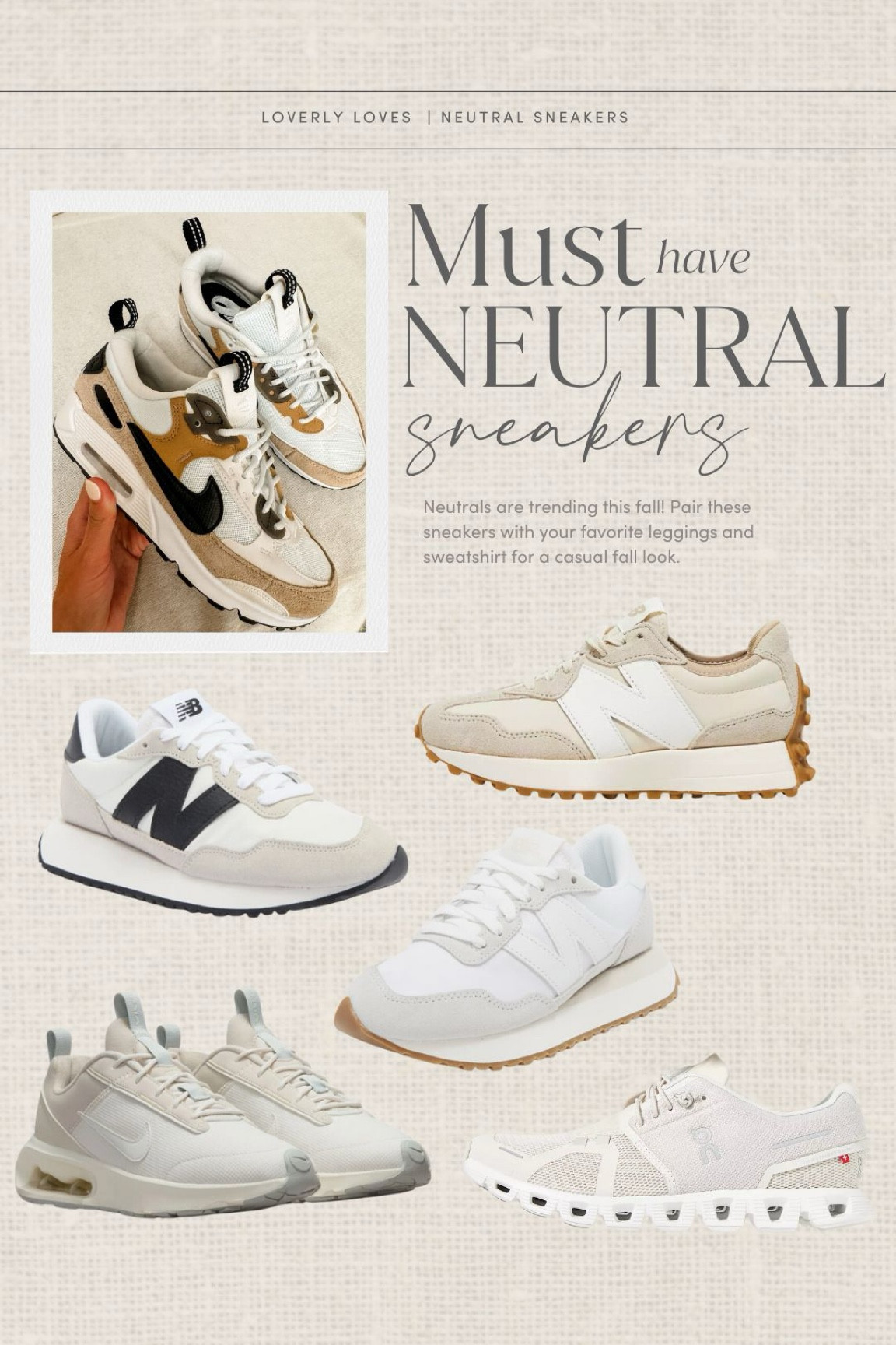 Must-have neutral sneakers. These Nike's are some of my favorites for fall. I also love all these New Balance sneakers for a casual or travel day look. Loverly Grey, sneakera

#LTKSeasonal #LTKShoeCrush #LTKStyleTip