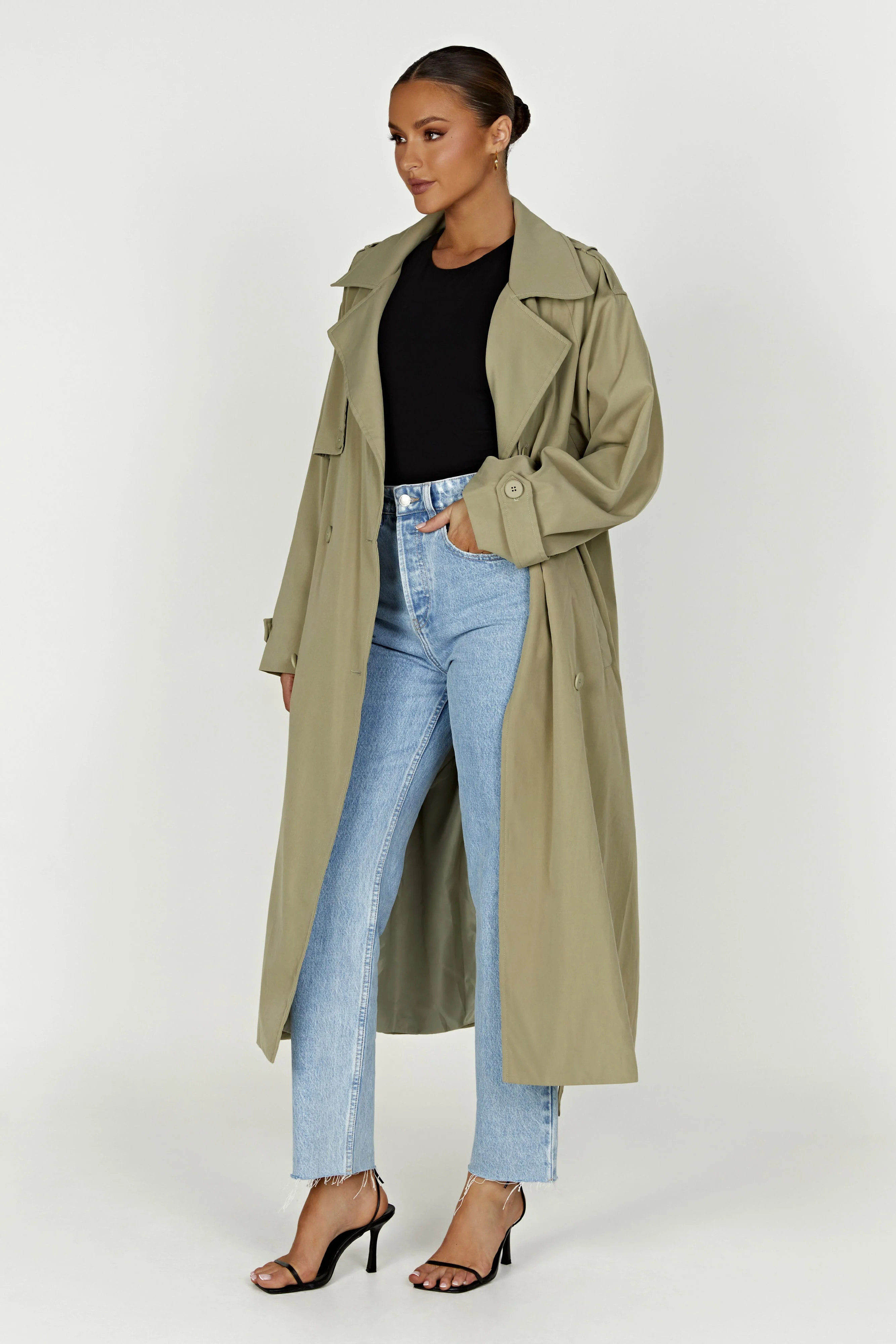 Andreas Oversized Trench Coat - Olive | MESHKI US