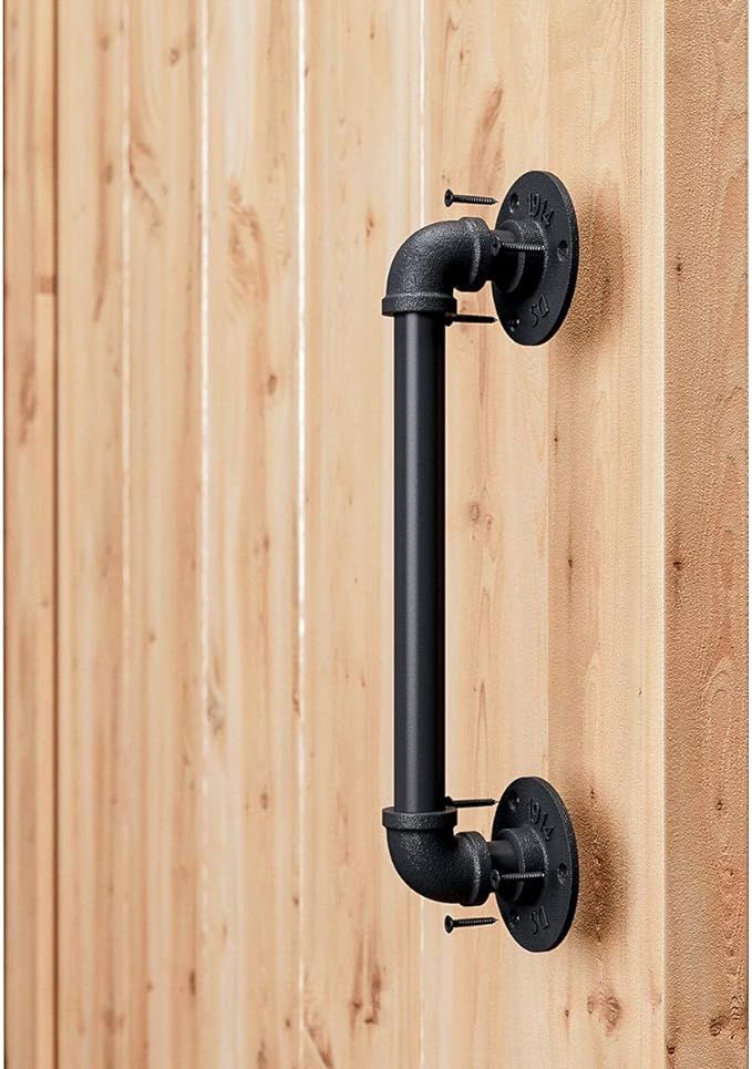 SMARTSTANDARD 11” Pipe Barn Door Handle, Black Rustic Industrial Grab Bar, Towel Bar, Handrail ... | Amazon (US)