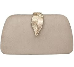 Clutch Purses For Women, Solid Soft Suede Evening Clutch Bag Shoulder Bag With Metallic Leaves Cl... | Amazon (US)
