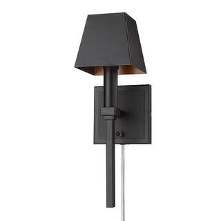 Golden Lighting Messina 15 in. Matte Black Sconce-5905-1W BLK-BLK - The Home Depot | The Home Depot