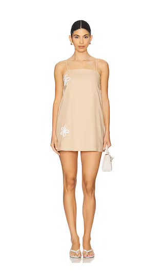 Iris Mini Dress & White in Beige | Revolve Clothing (Global)