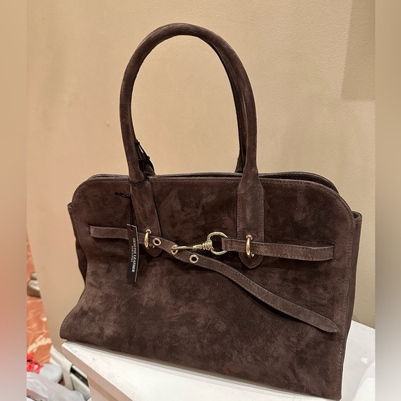 Elegant chocolate brown suede bag | Poshmark