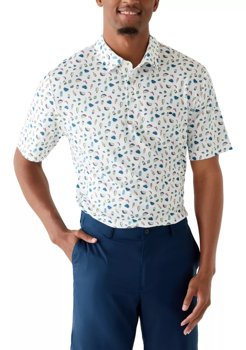 Men's Short Sleeve Printed Performance Polo Shirt | Belk