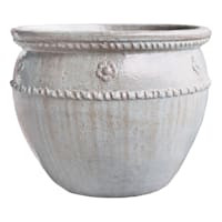 Large White Glazed Clay Pot, 12" | At Home