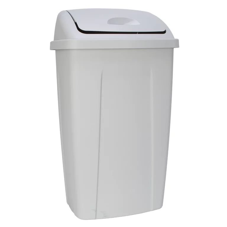 Mainstays 13 Gallon Trash Can, Plastic Swing Top Kitchen Trash Can, Black | Walmart (US)