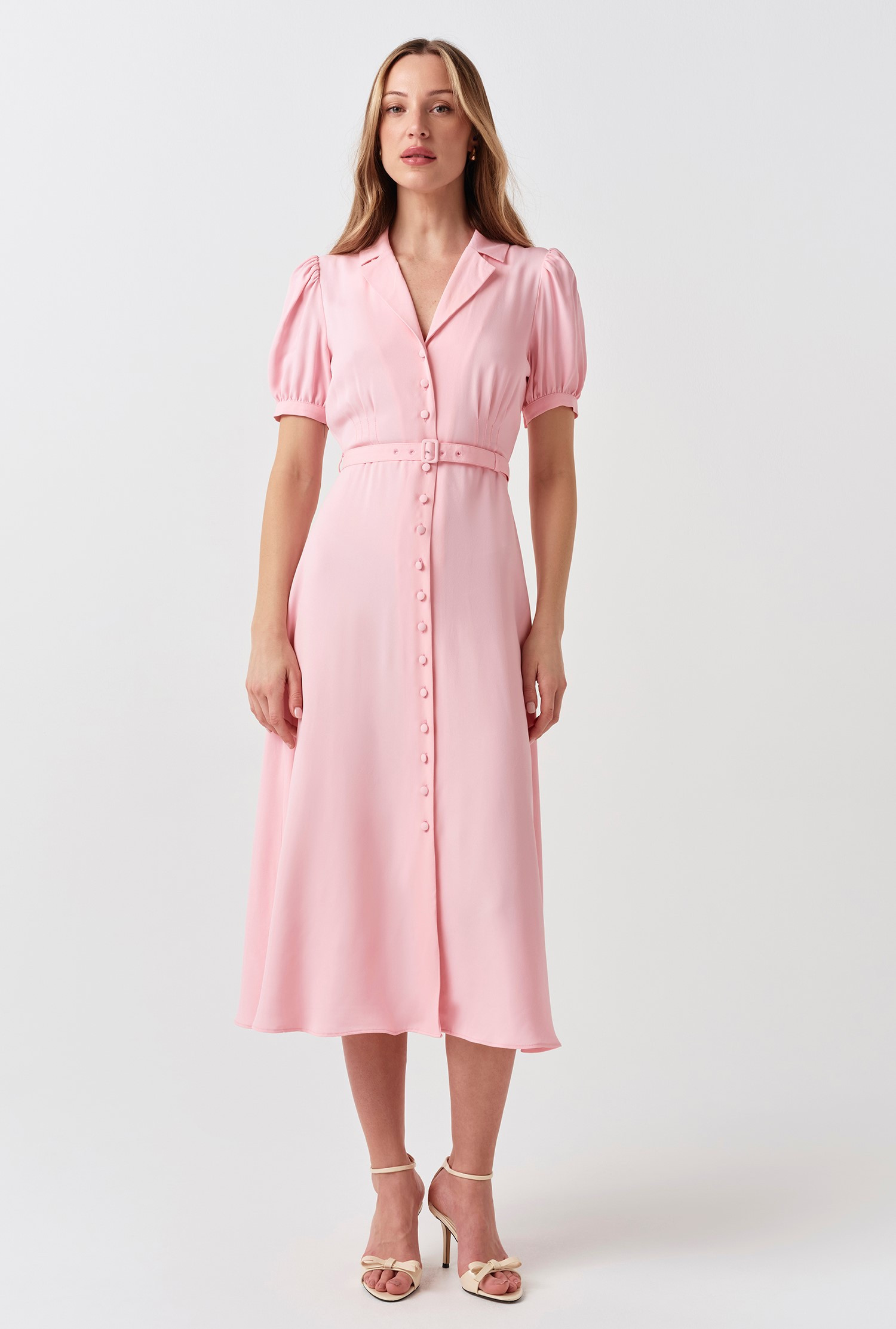 Phoebe Crepe Collared Button Down Dress | Ghost