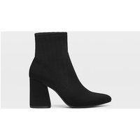 Heeled Ankle Boots With Contrasting Sock Detail In Black | Stradivarius (UK)