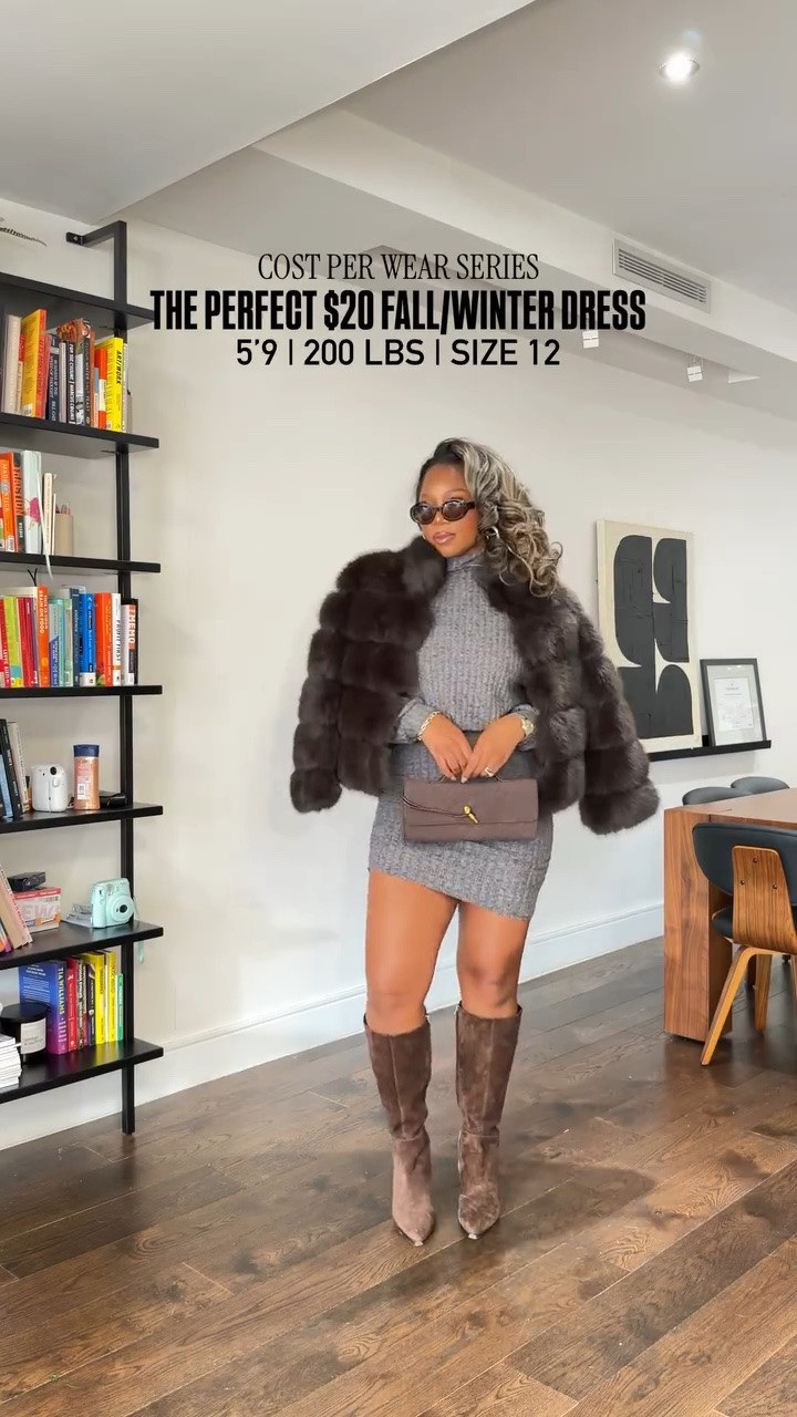 Love these $20 sweater turtleneck dresses 😍 5’9 200 lbs wearing size large in dresses! Wearing a M-L in my Shapewear. Wearing XL in the fur, medium in the black coat, large in the red blazer, M-L in the suede jacket

#LTKTall #LTKFindsUnder50 #LTKMidsize