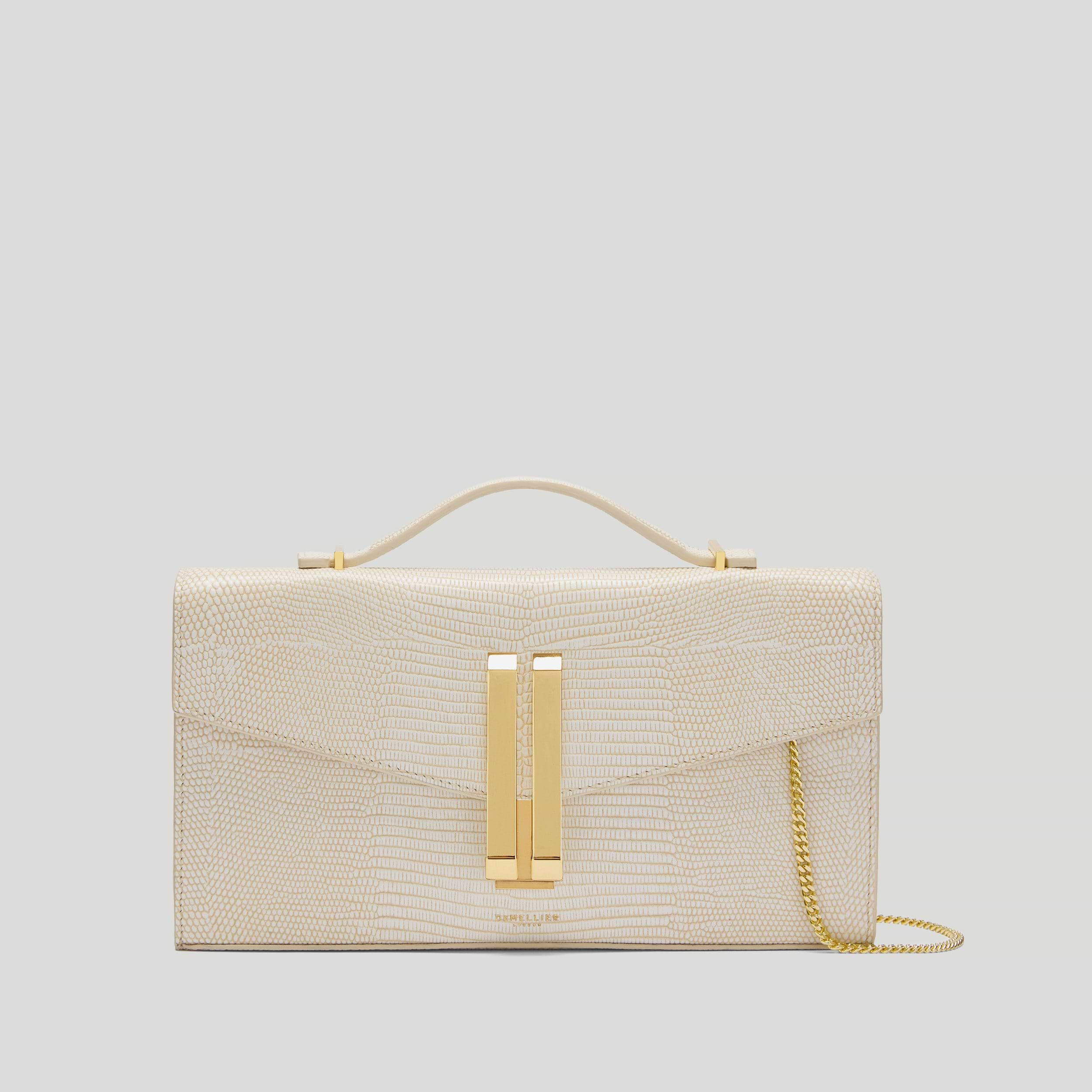 The Vancouver Clutch | Écru Effet Lézard | Demellier | DeMellier