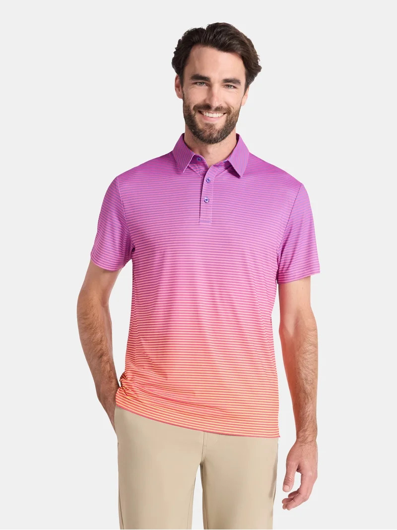 Birdie Bound Men's and Big Men's Ombre Stripes Polo Golf Shirt, Sizes S-5XL | Walmart (US)