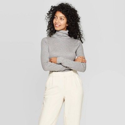 Women's Regular Fit Long Sleeve Turtleneck Ribbed Sweatshirt - A New Day™ | Target