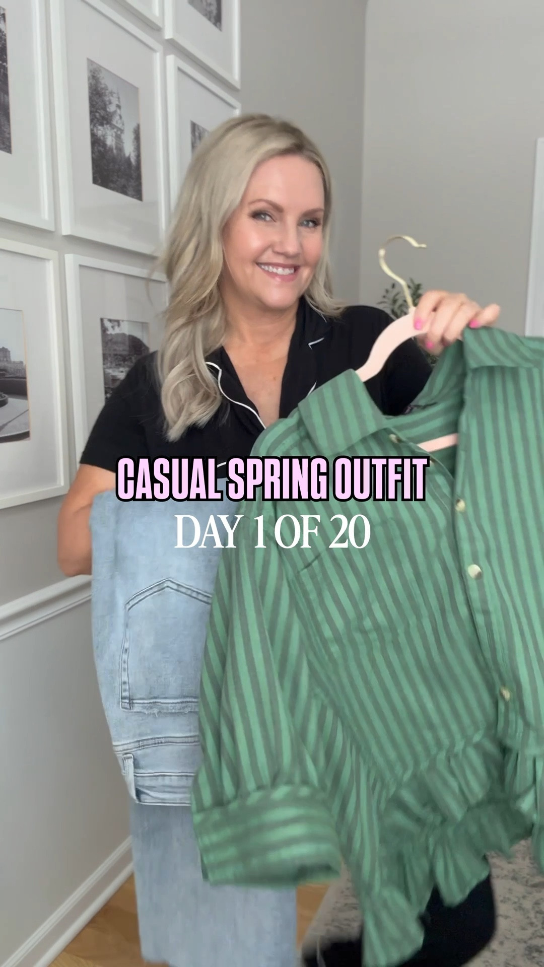 Spring casual outfit ideas all from Amazon! These jeans are SO comfortable AND flattering!! I can’t believe they are from Amazon! I am in size 28 (can size down) and had to cut off about an inch from the bottom hem bc they were a bit long (I’m 5’3”). 
This striped peplum shirt is a look for less and I’m loving the green stripes for spring! I’m in medium, can get your true size. 


#LTKootd #LTKSeasonal #LTKOver40