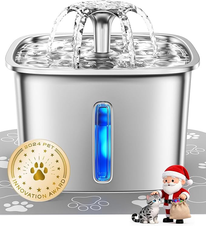 Veken Innovation Award Winner Stainless Steel Cat Water Fountain, 95oz/2.8L Automatic Pet Fountai... | Amazon (US)