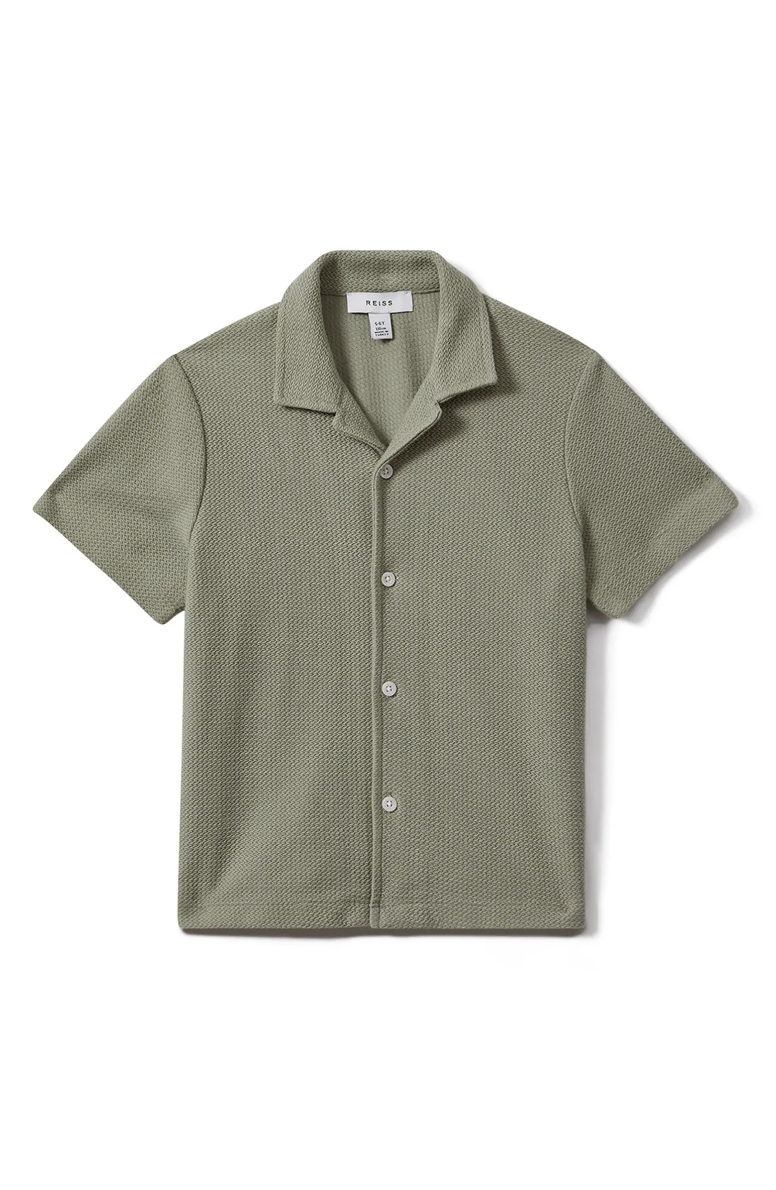 Reiss Kids' Gerrard Sr. Textured Short Sleeve Cotton Knit Button-Up Shirt | Nordstrom | Nordstrom