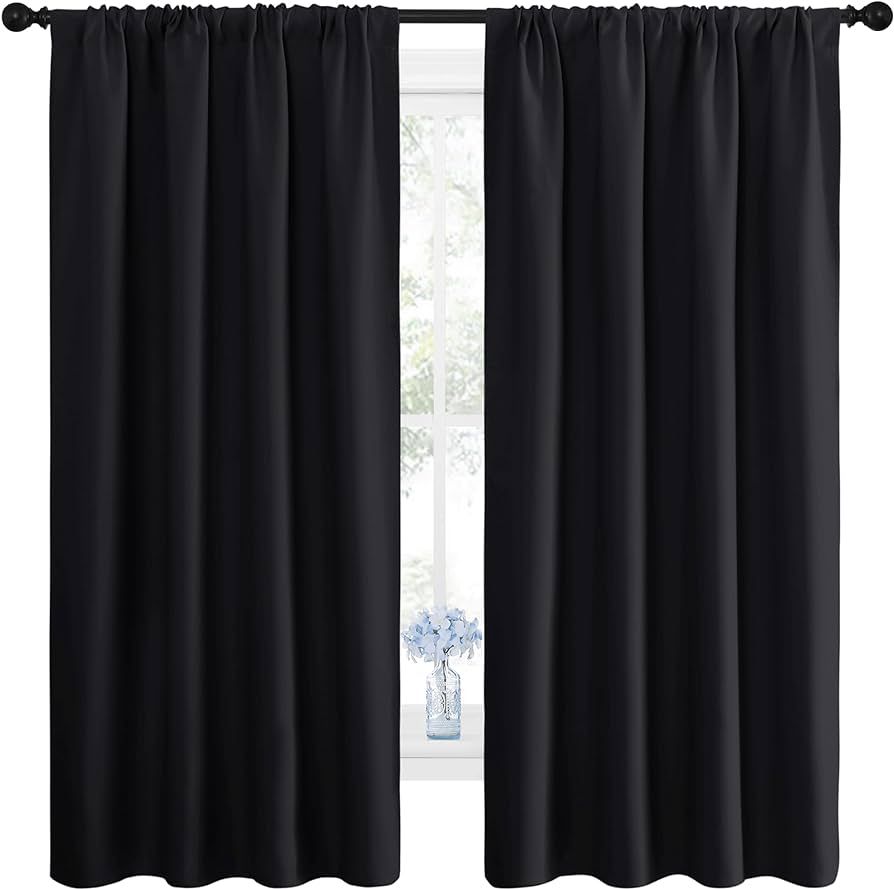 NICETOWN Halloween Black Blackout Curtain Blinds - Solid Thermal Insulated Window Treatment Black... | Amazon (US)