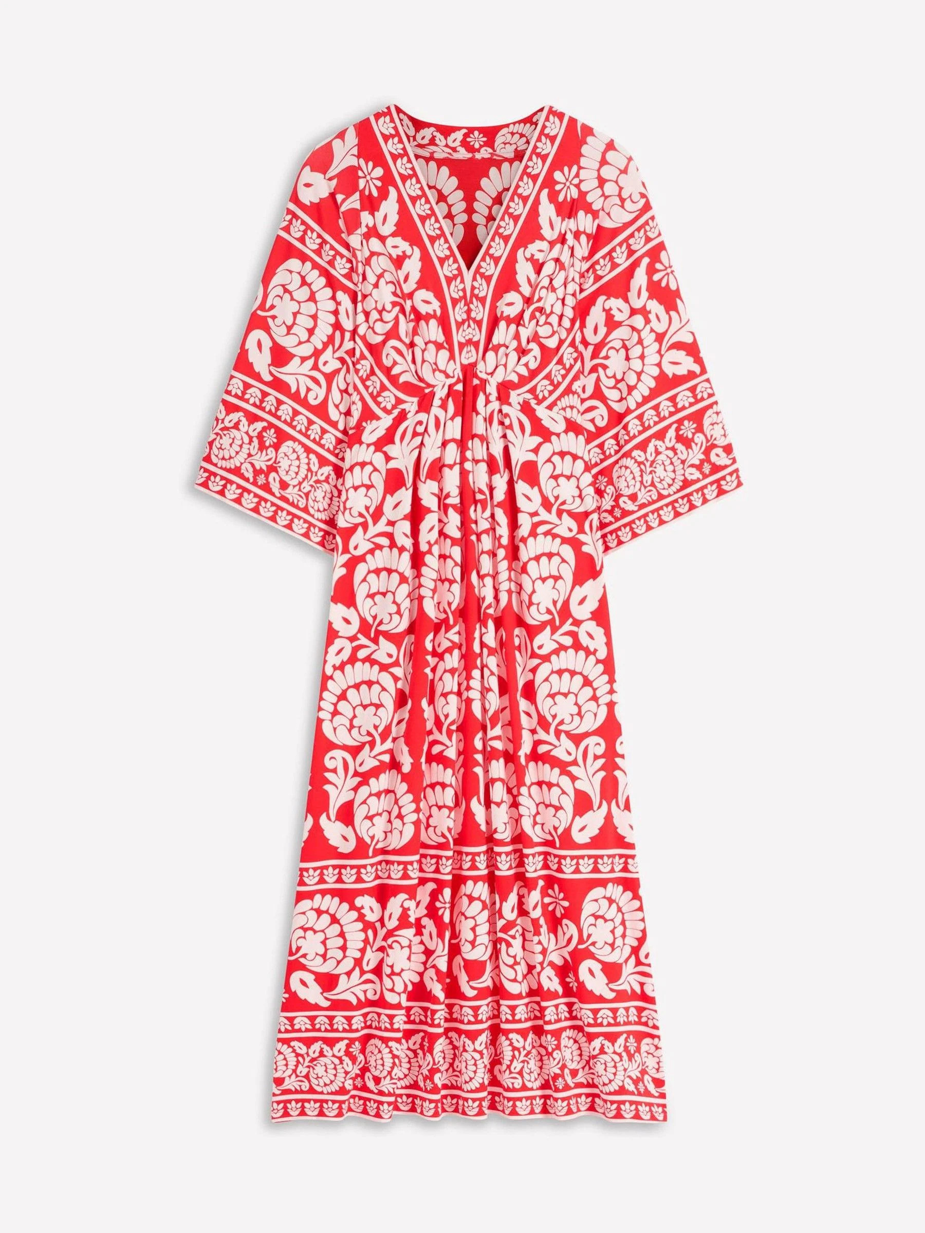 Boden Boden Red Nell Kimono Midi Jersey Dress | Next US
