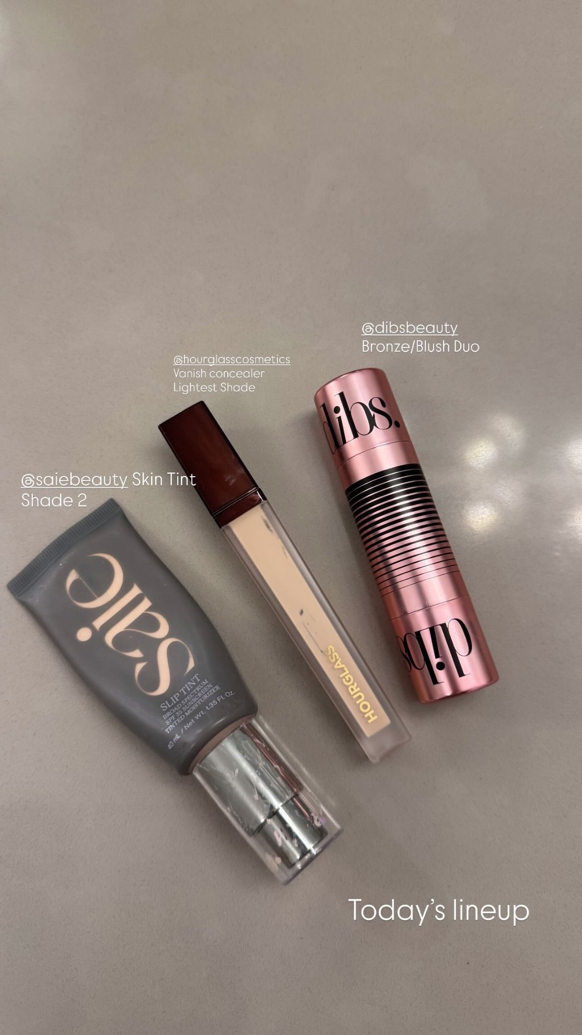 Light makeup day! 
Saie Slip Tint
Hourglass Concealer
Dibs duo stick 
