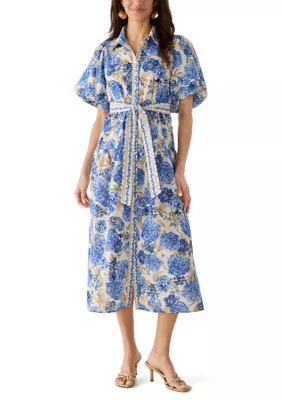 Women's Floral Tie Waist Midi Shirtdress | Belk