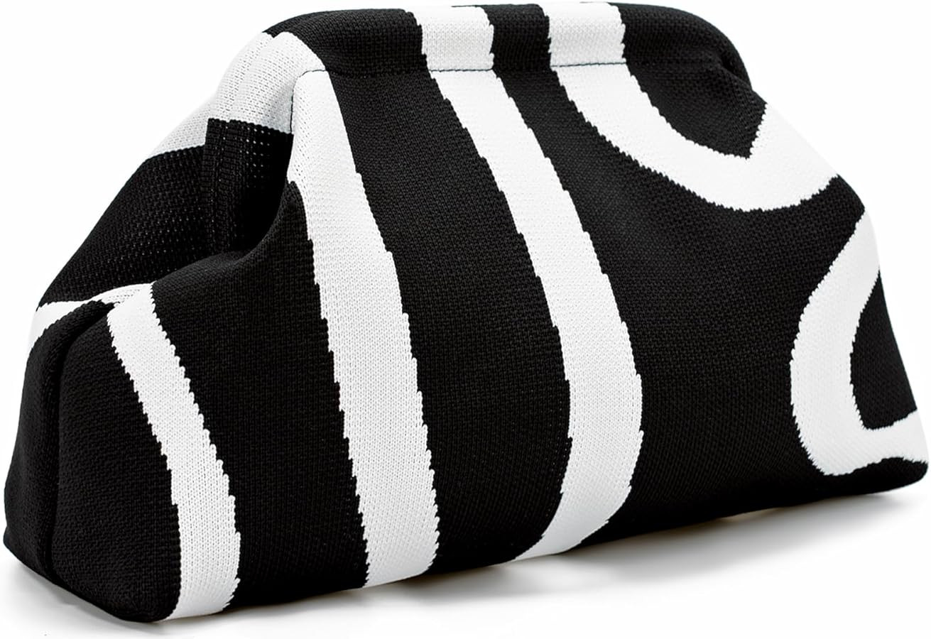 WOZEAH Summer Clutch Purses for Women Casual Crochet Dumpling Bag Colorblock Striped Cloud Clutch... | Amazon (US)