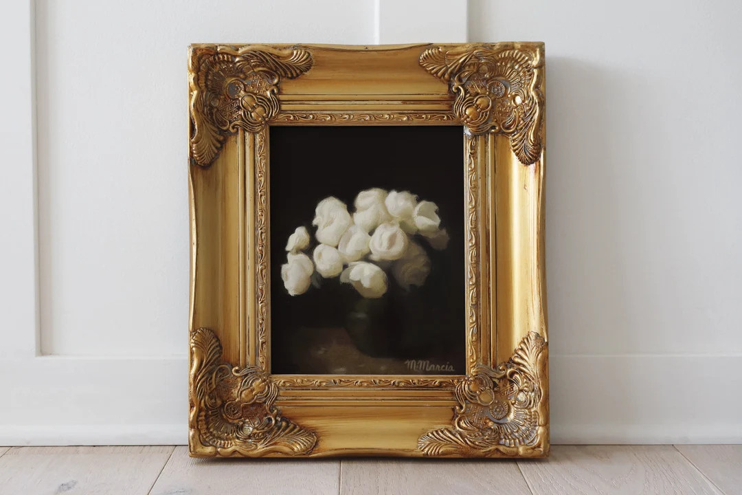 Moody Peony Oil Painting by M. Marcia | Fine Art Print | Etsy (US)