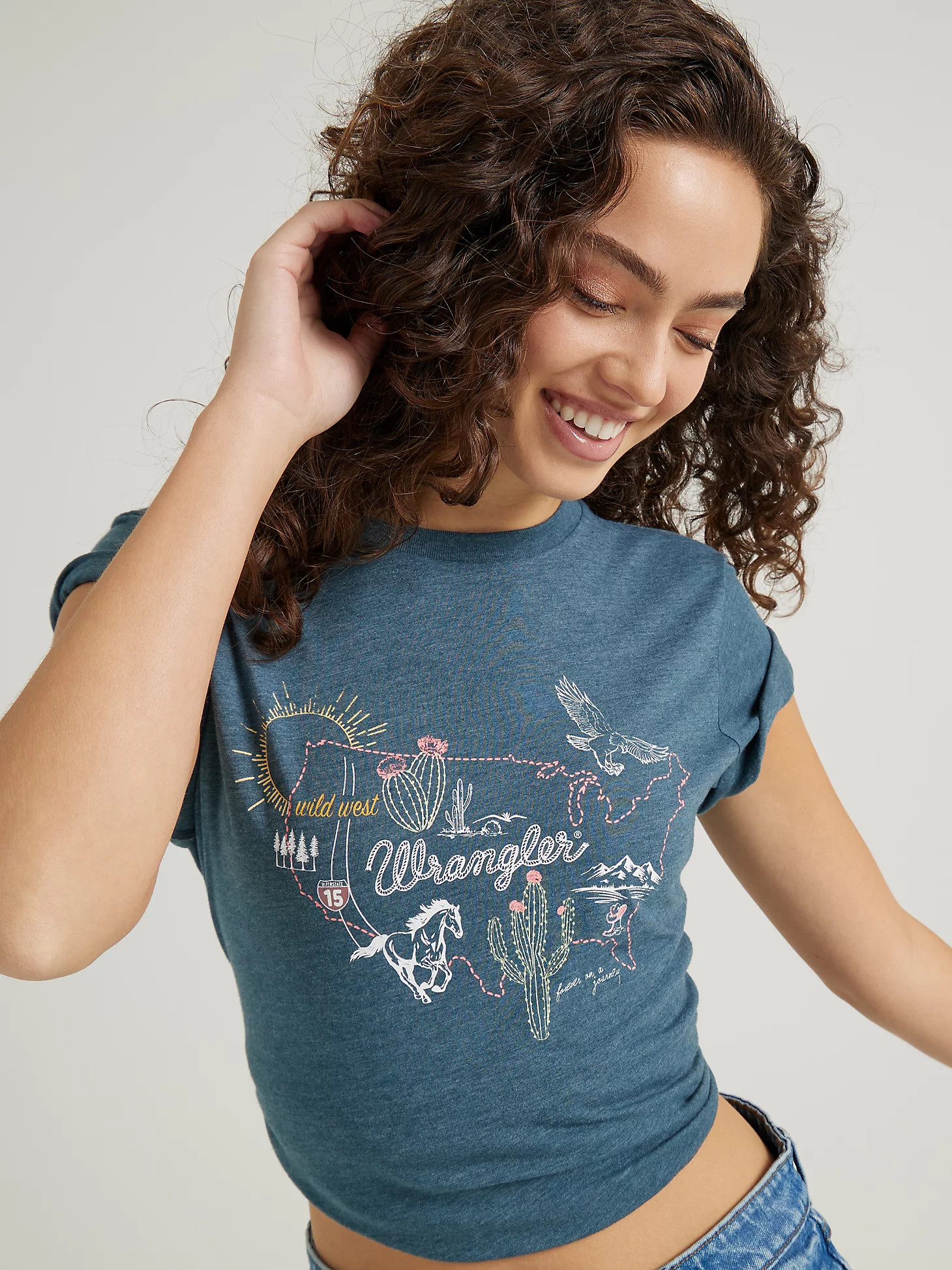 Women's Stitch Map Tee in Midnight Navy | Wrangler