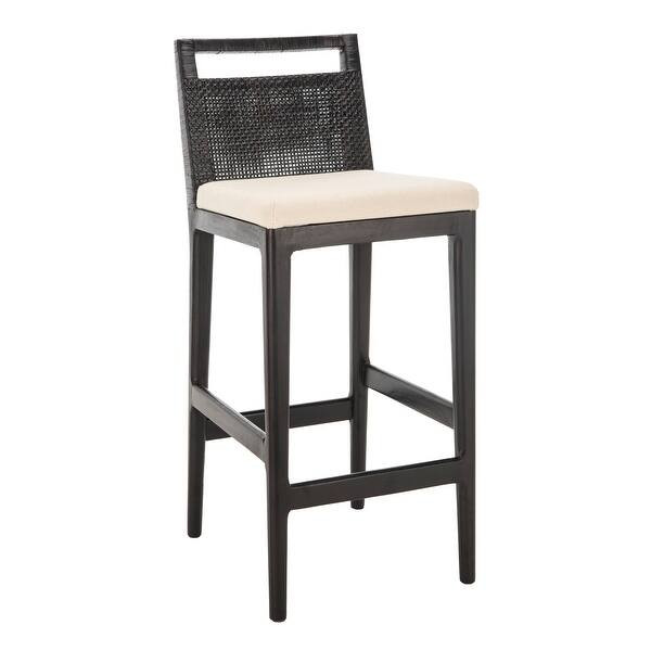 SAFAVIEH 29-inch Darin Black/ White Cushion Barstool - 15.8" x 20.5" x 38.8" | Bed Bath & Beyond