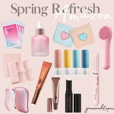 Spring refresh and great Amazon finds. Coin purse, pill containers, makeup, under eye mask, travel bottles, facial cleansing brush, facial sculpting device, flat iron, migraine ice wrap, cream, lip gloss, YoumeandLupus, glowing makeup serum 

#LTKbeauty #LTKstyletip #LTKFind