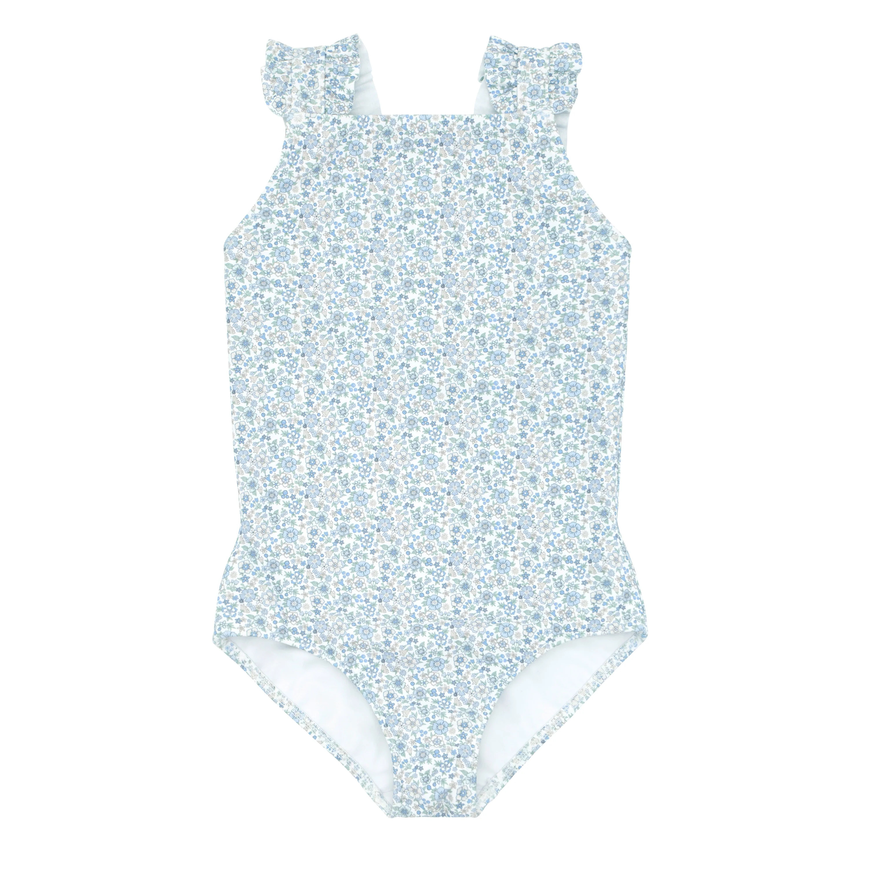 girls slate floral ruffle strap one piece | minnow swim | minnow