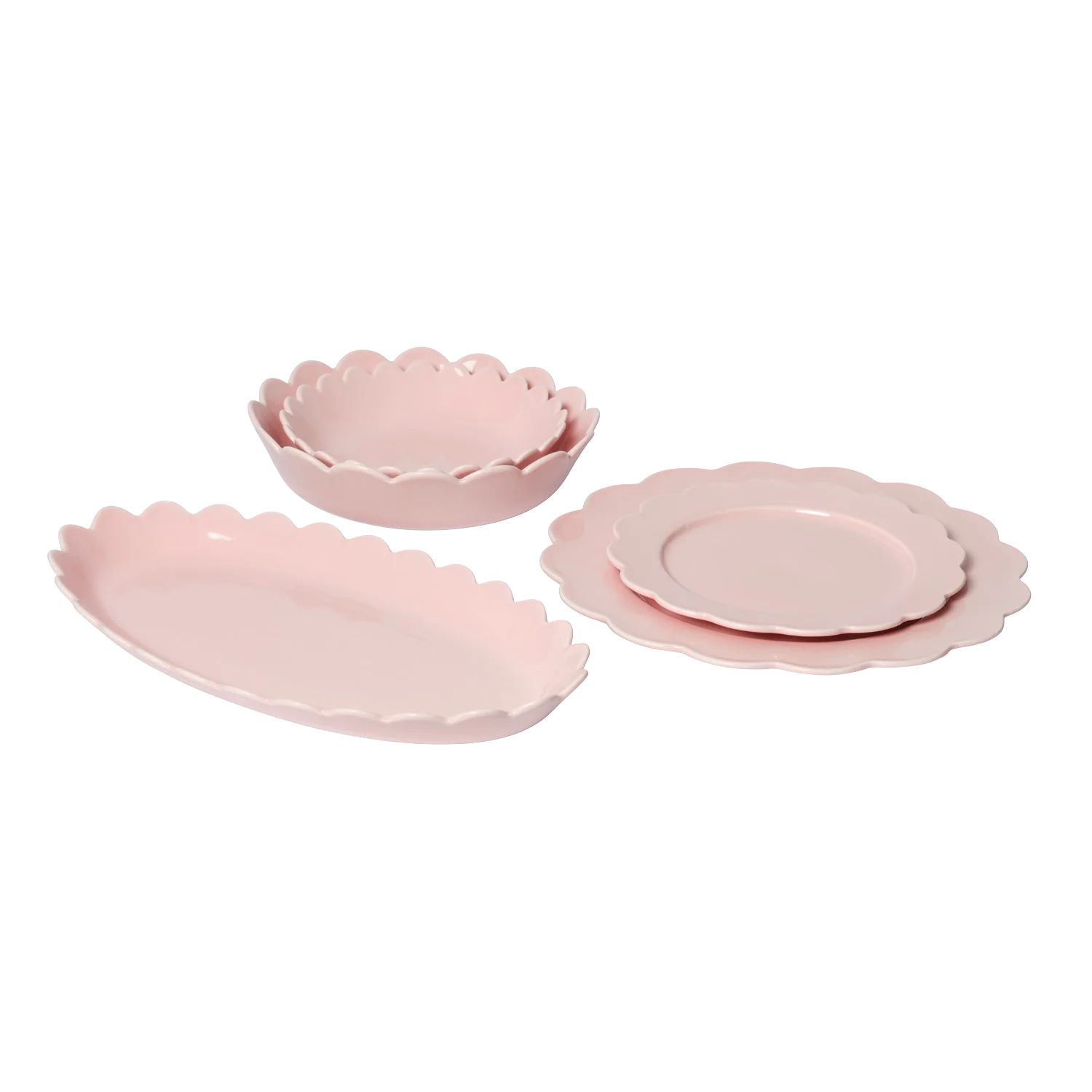 Pink Scallop Dining Set - 17 pieces | In the Roundhouse