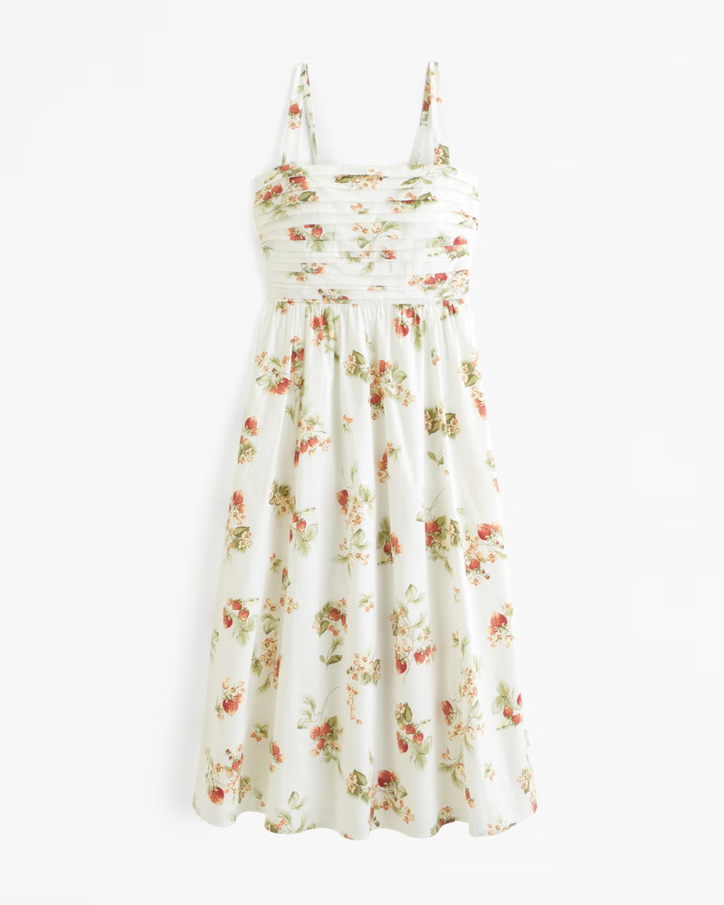 Emerson Poplin Wide Strap Midi Dress | Abercrombie & Fitch (US)