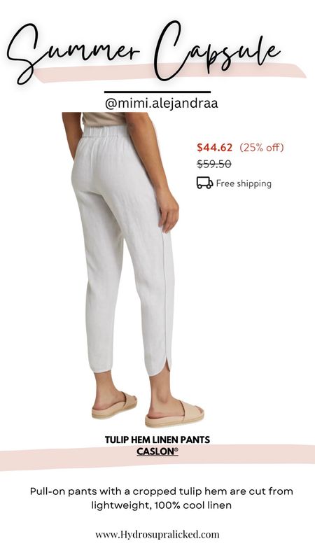 Perfect heat vacation find! On sale now at Nordstrom: Linen pants for petites

Available in 4 colors 

Pull-on pants with a cropped tulip hem are cut from lightweight, cool linen, which makes them ideal for sun-chasing adventures or kicked-back weekends at home.

26" inseam; 12" leg opening; 11" front rise; 16" back rise (size Medium)
24 1/2" petite inseam; 12" leg opening; 10 1/2" front rise; 15" back rise (size Medium P)
Drawstring waist
Front slant pockets
100% linen
Machine wash, line dry

#LTKFindsUnder50 #LTKSaleAlert #LTKTravel