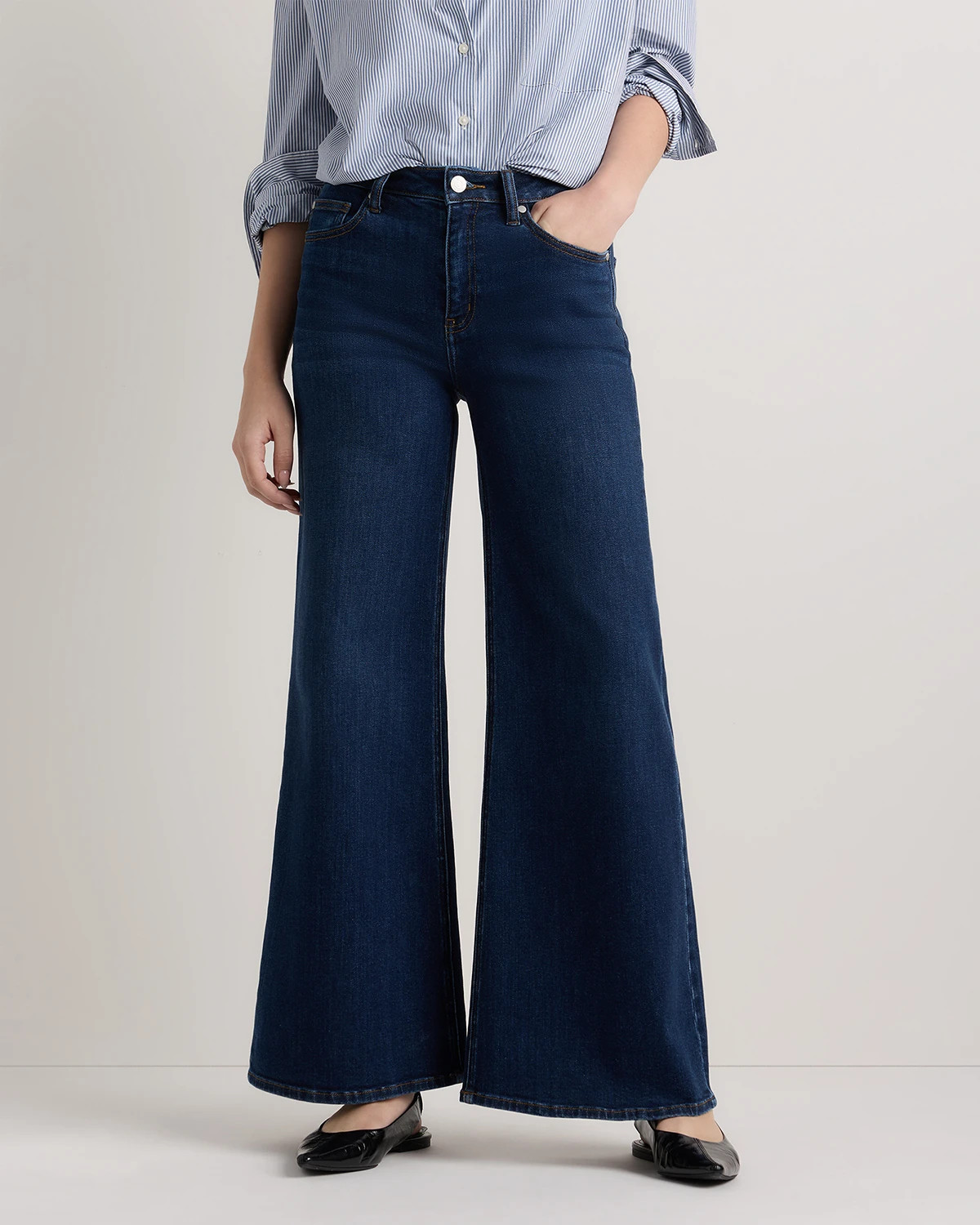 Quince | Women's Bella Stretch Palazzo Jeans in Seaside Blue, Size 30, Organic Cotton | Quince