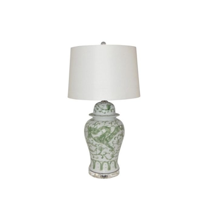Celadon Dragon Motif Porcelain Temple Jar Table Lamp - Available in 2 Sizes | The Well Appointed House, LLC