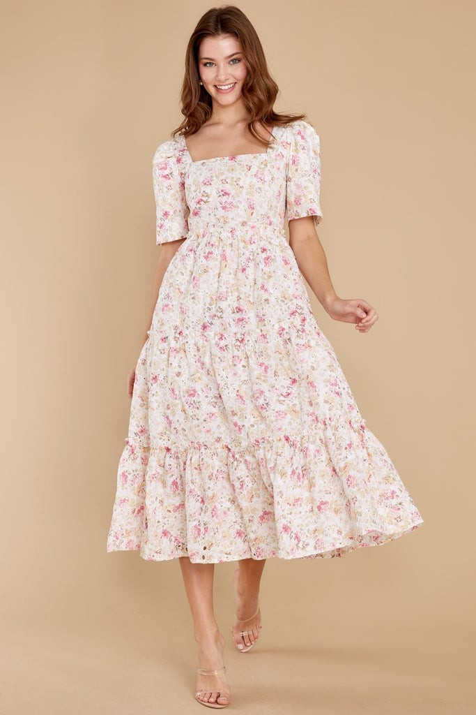 Keeping My Fingers Crossed Ivory Multi Dress | Red Dress 