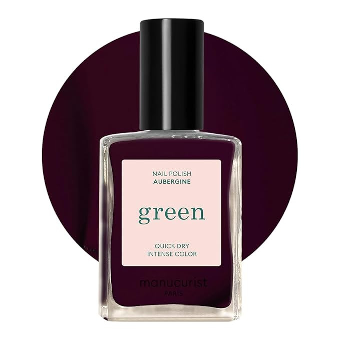 Manucurist Green Quick Dry Nail Polish Aubergine - Dark Purple Nail Polish - 9-Free, Plant-Based ... | Amazon (US)