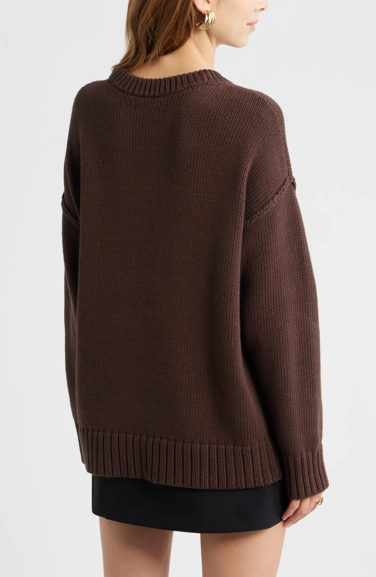 Open Edit Oversize Crewneck Cotton Sweater | Nordstrom | Nordstrom