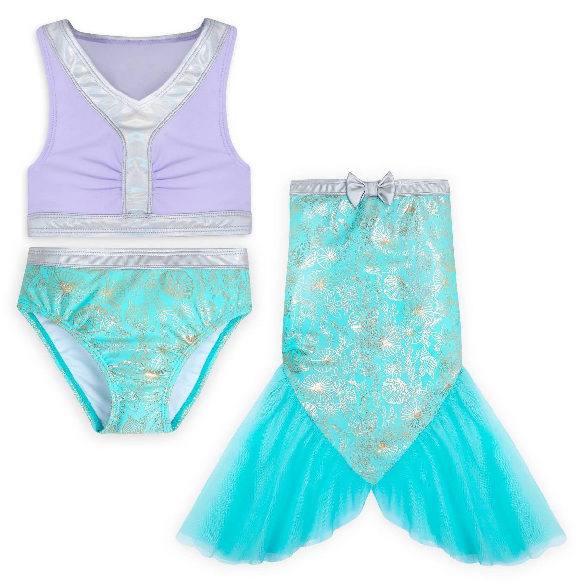 Girls' The Little Mermaid Ariel 3pc Swim Set - Teal Blue/Purple - Disney Store | Target